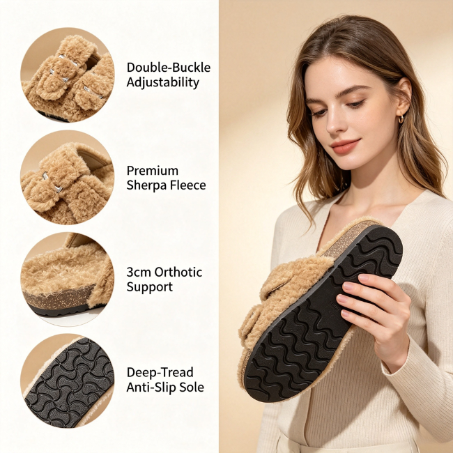 The Cloudies US | Cozy Double-Buckle Fleece Birkenstock Slippers