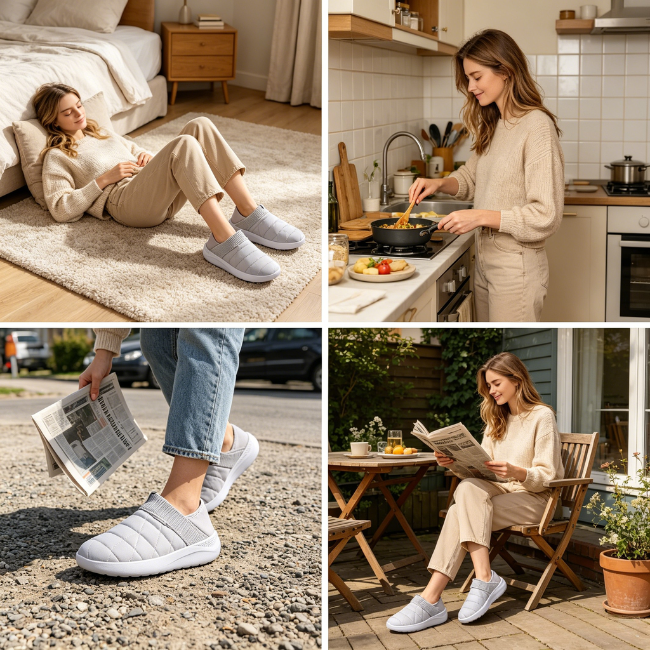 THE CLOUDIES | WARM WINTER SLIPPERS WITH CONVERTIBLE HEEL - INDOOR OUTDOOR COMFY HOUSE SHOES