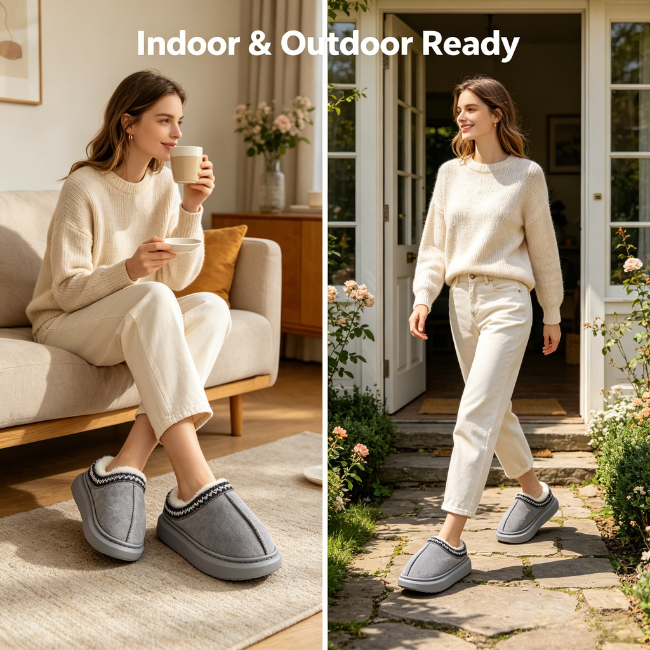 THE CLOUDIES | ETHNO-CHIC WINTER SLIPPERS WITH PLUSH LINING & THICK SOLE