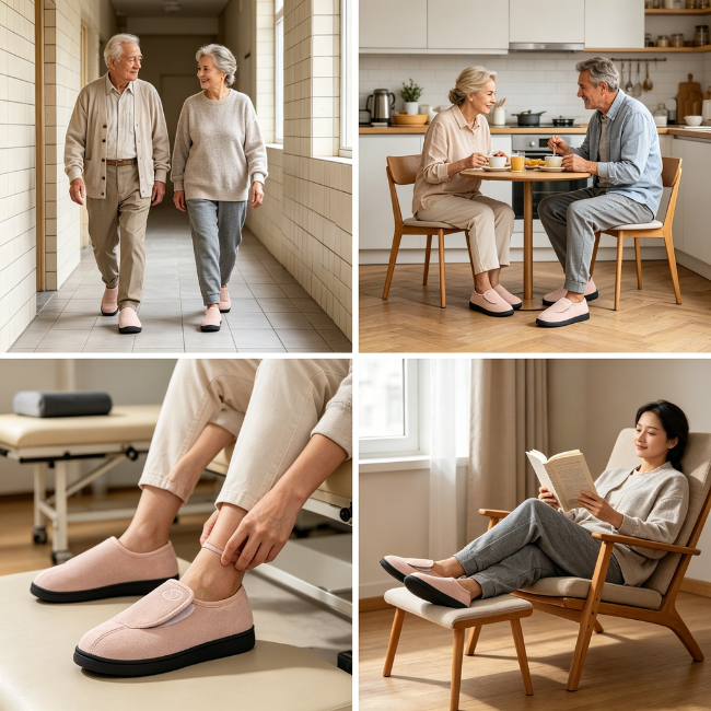 THE CLOUDIES | ORTHOPEDIC WINTER SLIPPERS - ADJUSTABLE HOOK & LOOP FLEECE WARM RECOVERY SHOES FOR MEN & WOMEN
