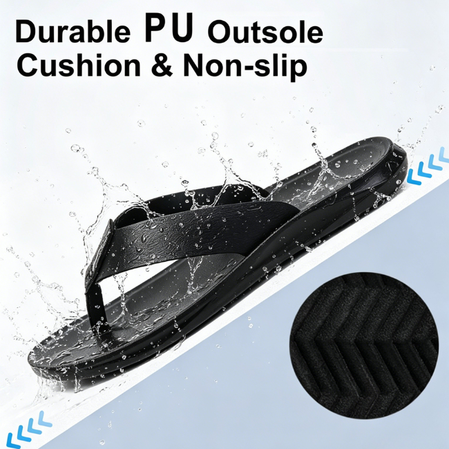 THE CLOUDIES | MEN'S FASHION BEACH FLIP FLOPS - SOFT CUSHION SOLE SUMMER SLIPPERS