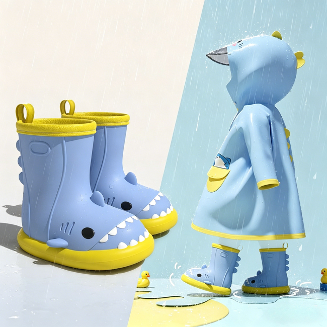 THE CLOUDIES | KIDS' WATERPROOF SHARK RAIN BOOTS