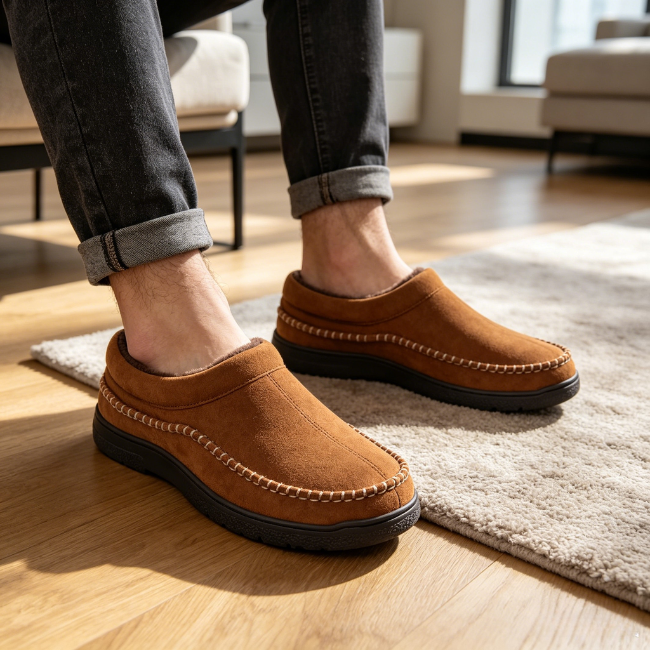 THE CLOUDIES | MEN'S SUEDE WIDE-FIT MOCCASIN SLIPPERS WITH ARCH SUPPORT