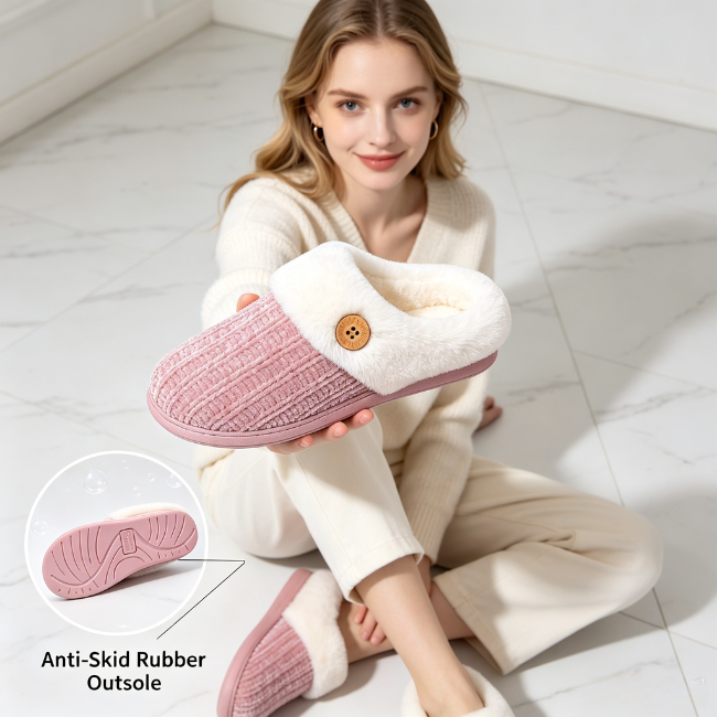 The Cloudies US | Women's Cozy Fluffy Slippers - Winter Warm Indoor House Shoes