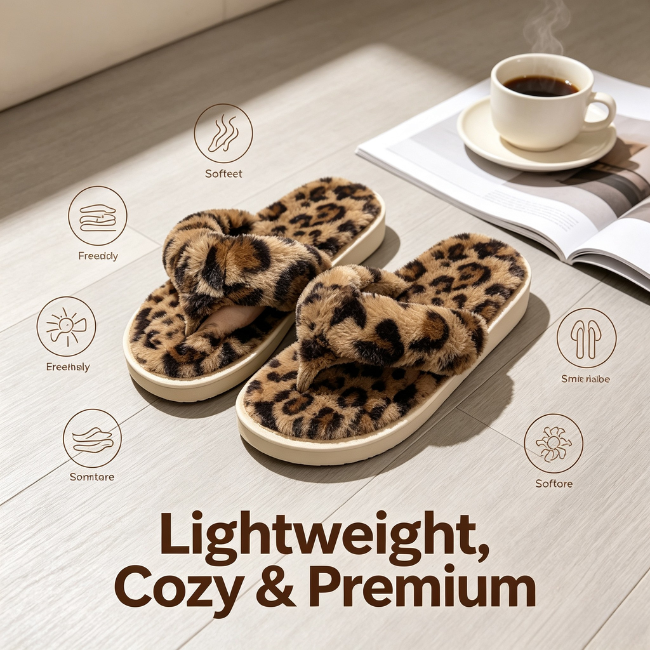 The Cloudies US | Winter Fuzzy Cross-Band Slippers for Women