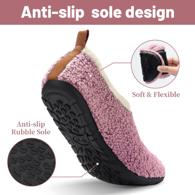 THE CLOUDIES | UNISEX FLEECE-LINED INDOOR SLIPPER SHOES - COZY BAREFOOT SLIPPER SOCKS WITH RUBBER SOLE