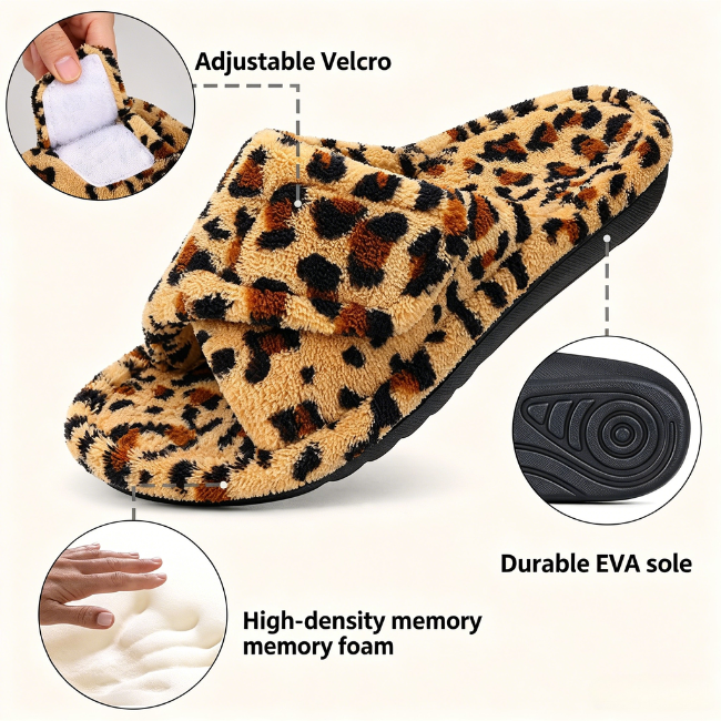 THE CLOUDIES | WOMEN'S ORTHOPEDIC FLEECE SLIDES - ADJUSTABLE INDOOR/OUTDOOR WINTER SLIPPERS