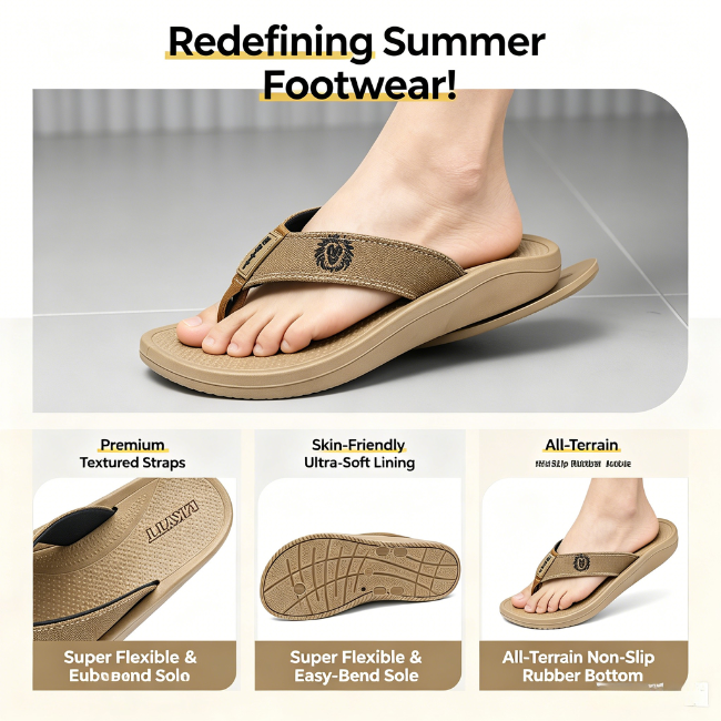The Cloudies US | Men's Urban Premium Flip Flops - Non-Slip Outdoor Beach Sandals