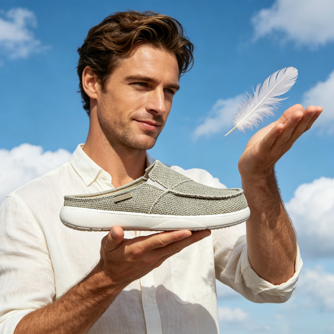 THE CLOUDIES | MEN'S LIGHTWEIGHT CANVAS SLIP-ON MULES - BREATHABLE BACKLESS LOAFERS WITH EVA SOLE