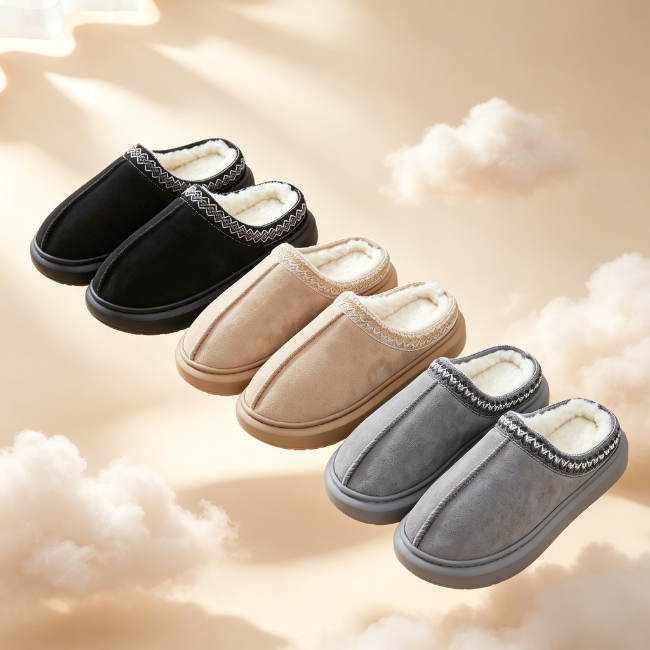 THE CLOUDIES | ETHNO-CHIC WINTER SLIPPERS WITH PLUSH LINING & THICK SOLE