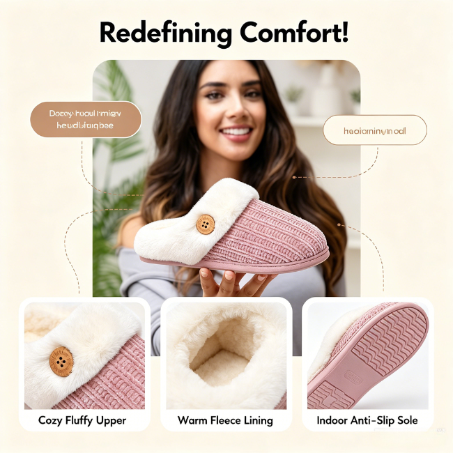 The Cloudies US | Women's Cozy Fluffy Slippers - Winter Warm Indoor House Shoes