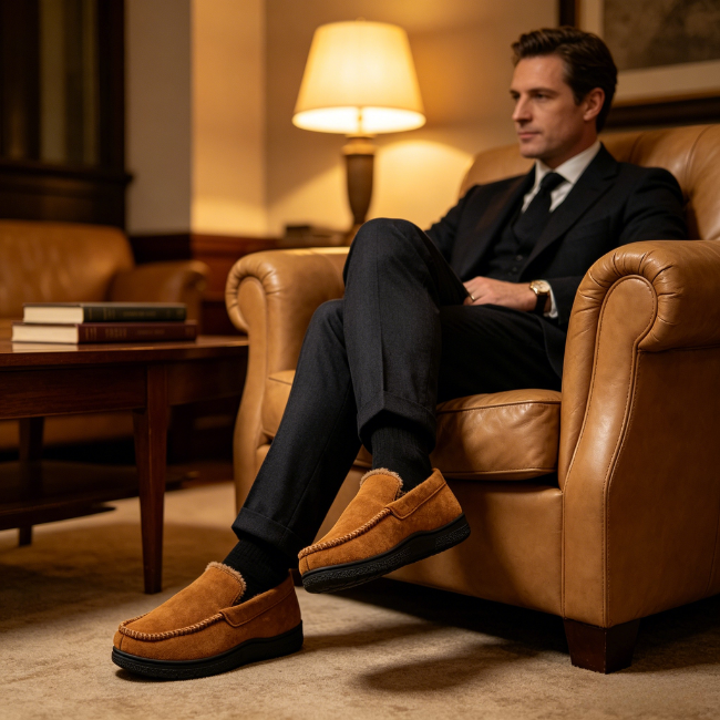 THE CLOUDIES | MEN'S MOCCASIN HOME SLIPPERS WITH ANTI-SHOCK SOLE