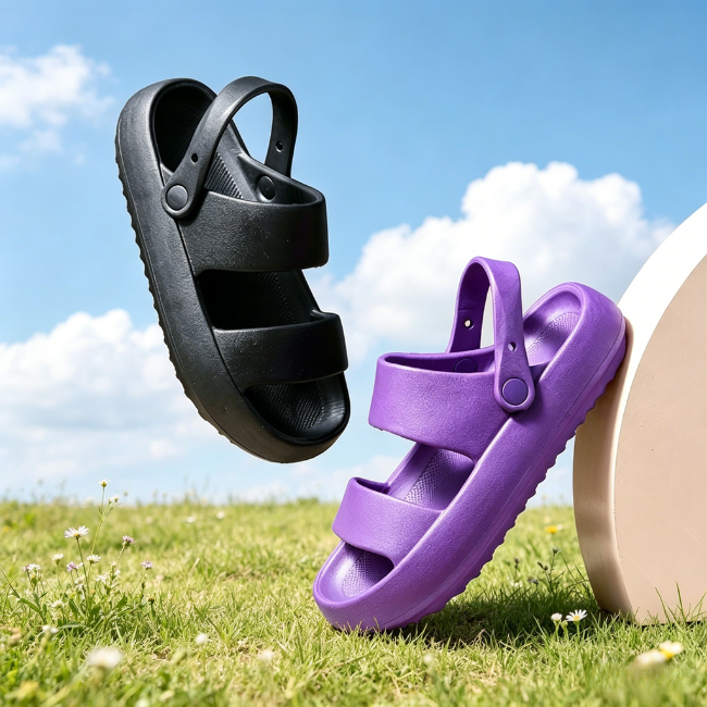 THE CLOUDIES | DOUBLE-STRAP CLOUD SLIDES - ANTI-SLIP THICK SOLE SUMMER SANDALS