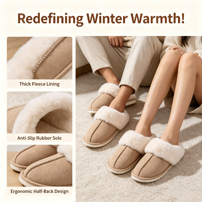 The Cloudies US | Unisex Cozy Fleece Winter Slippers with Thick Sole
