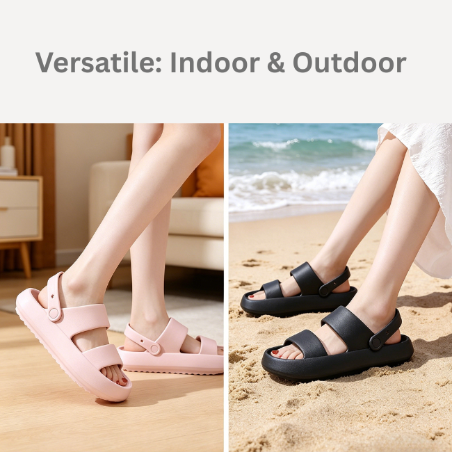 THE CLOUDIES | DOUBLE-STRAP CLOUD SLIDES - ANTI-SLIP THICK SOLE SUMMER SANDALS